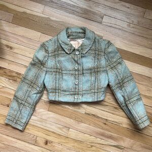 VINTAGE 50s 60s Turquoise Pendleton Plaid Cropped Jacket